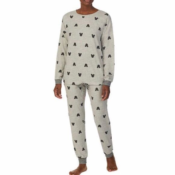 NWT Disney Mickey Character Ladies' 2-piece Lounge Set Sz XS NWT Grey & Black - Picture 2 of 7